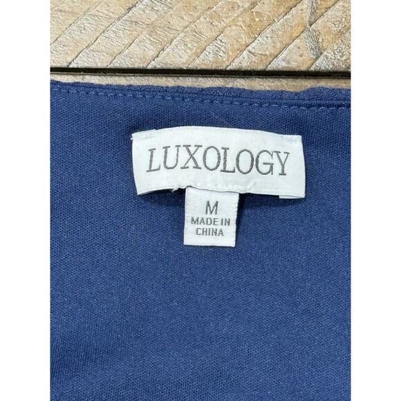 Luxology Dress Navy Blue Maxi Dress Short Sleeve Spring Summer - Women’s M - Picture 7 of 7